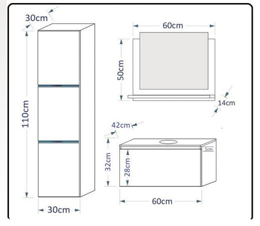 dimenzije kopalniški sestav Abelia